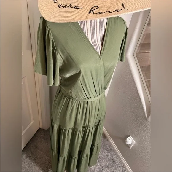 PrettyGarden Olive Maxi Dress with Tie Waist - Picture 9 of 11